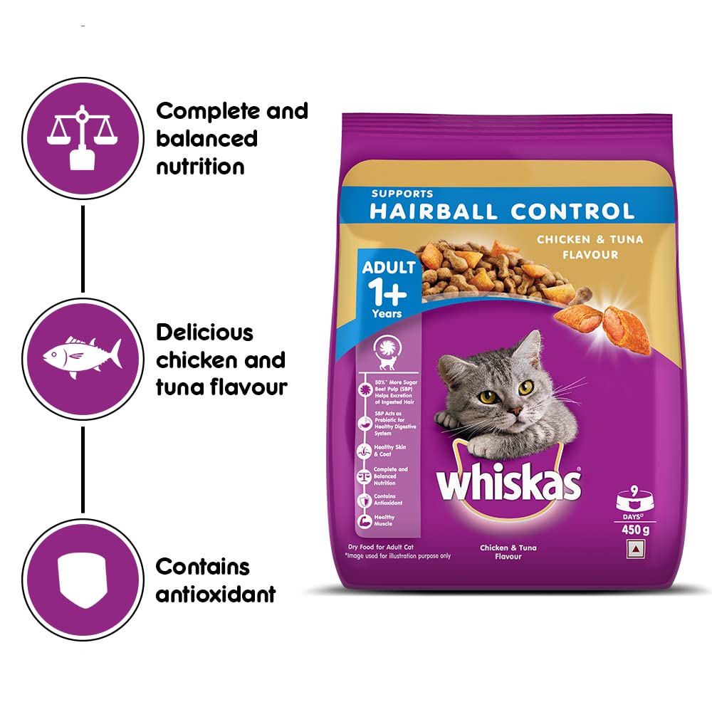 WHISKAS® Hairball Control Adult Dry Food, Chicken & Tuna - 3