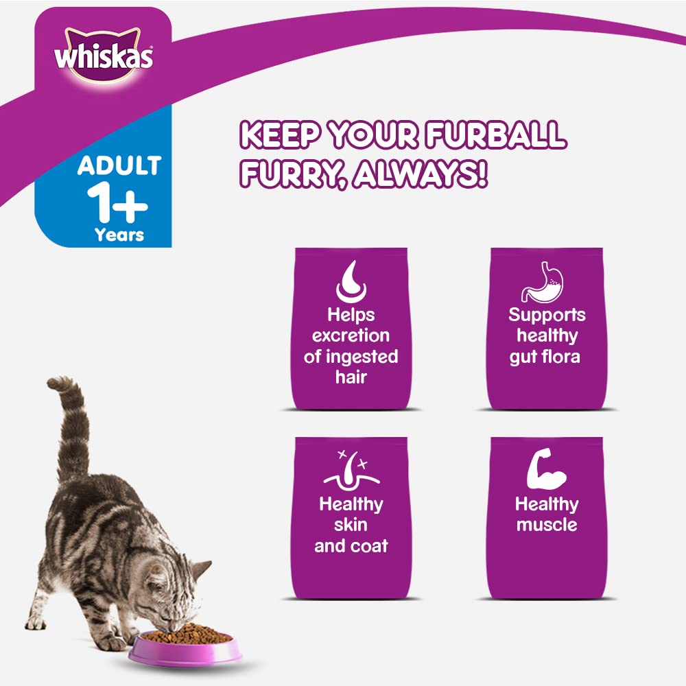 WHISKAS® Hairball Control Adult Dry Food, Chicken & Tuna - 4