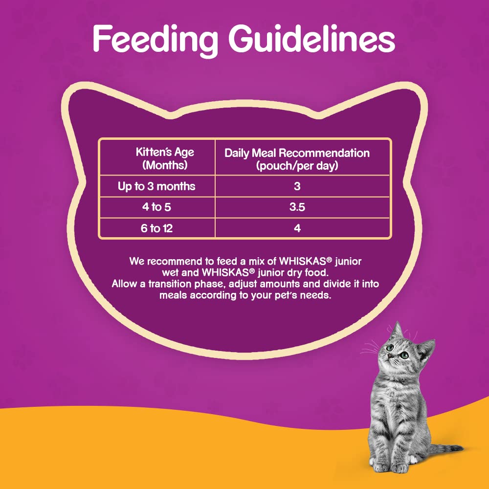WHISKAS® Wet Food for Kittens (2-12 Months), Chicken in Gravy Flavour, 12 pouches (12x 80g) - 4