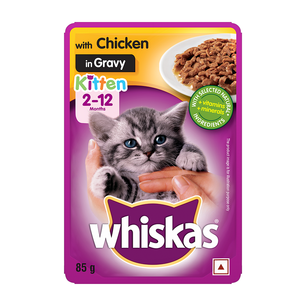WHISKAS® Kitten Wet Food, Chicken in Gravy Pouch